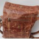 Roman Flap over Fold over Bag Tan Scrunchy Leather